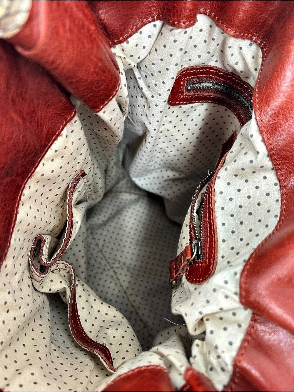 Anthropologie Lucky Penny Red Leather Scarf Bow Tote Bag - Picture 7 of 16